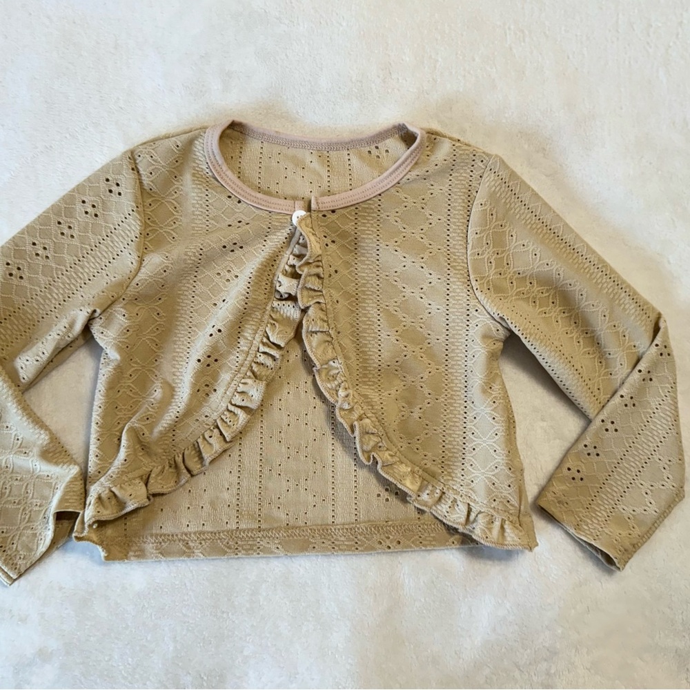 Kids Tan Ruffle Cardigan